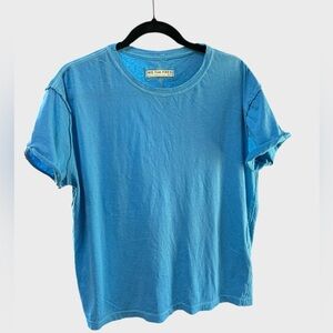 We The Free Keep It Easy Tee Blue Oversized Exposed Seam T Shirt XS